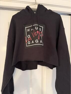 House of Gaga Las Vegas Black Cropped Hoodie
